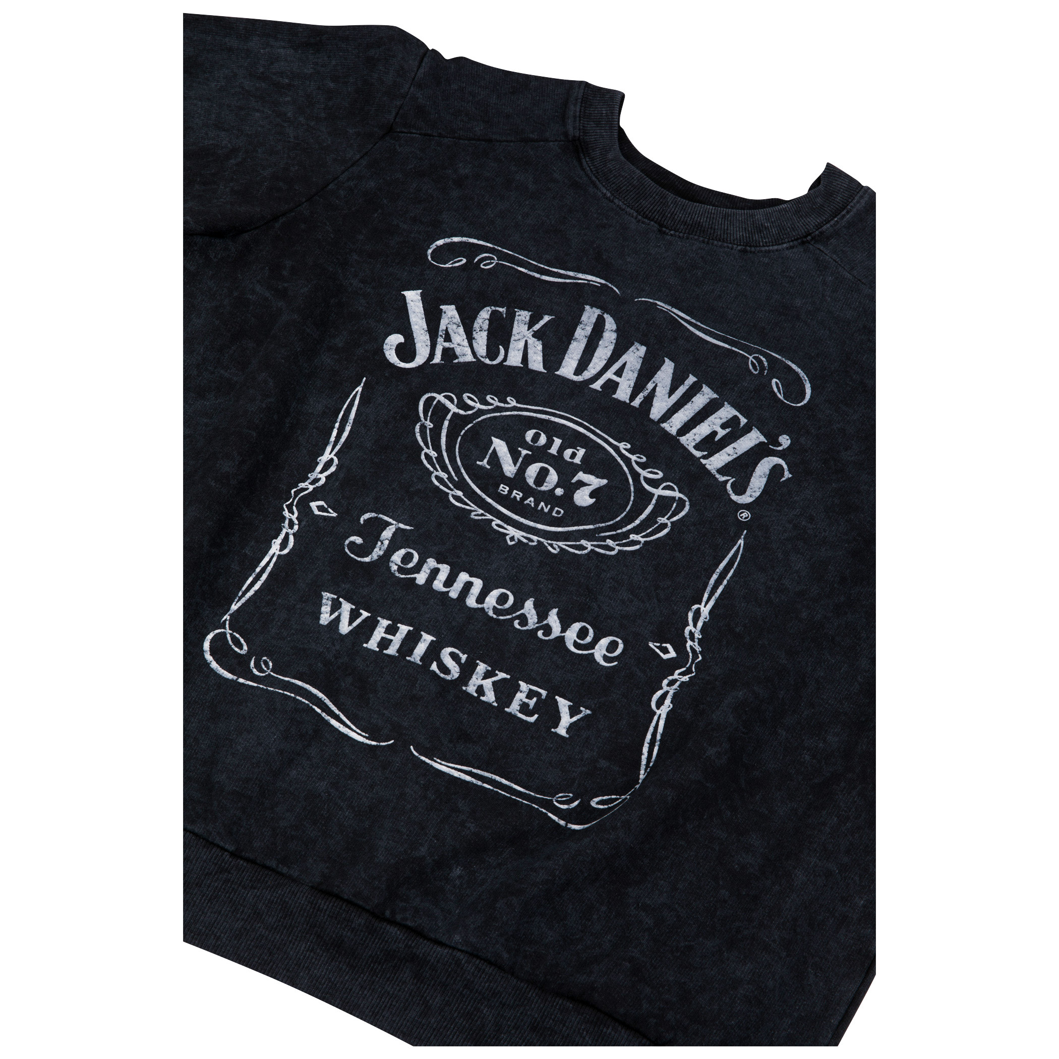 Jack Daniel's Label Women's Mineral Wash Crew Neck Fleece Sweatshirt